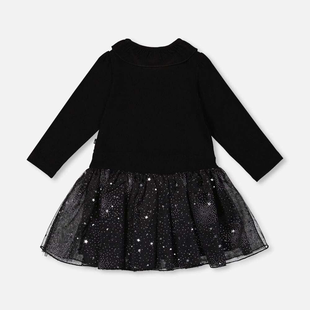 Deux par Deux Bi-Material Dress With Glittering Skirt Black Size 66 - Picture 3 of 3